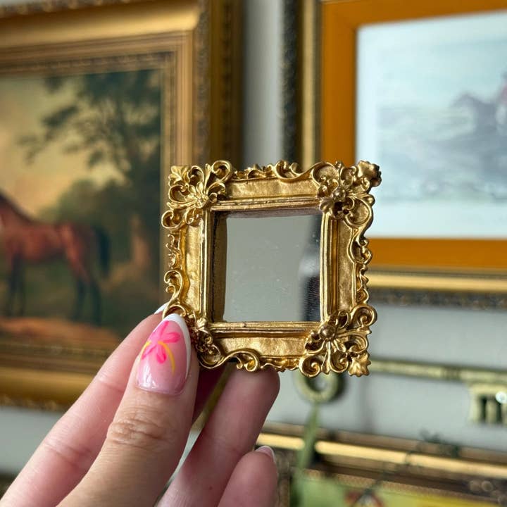 Vintage Style Resin Ornate Mini Mirror Magnet for wholesale by Thrift Antiques