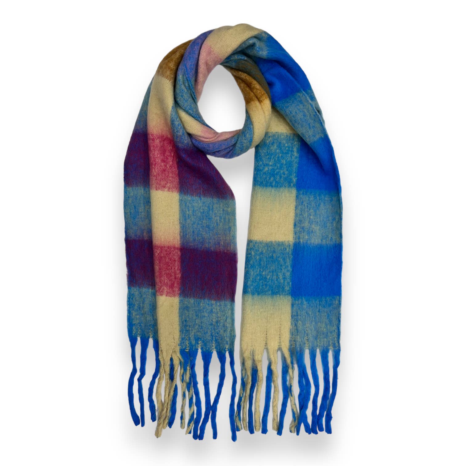 London Scarves - Vendita all'ingrosso Sciarpa - Donna - Sciarpa in morbido tessuto a quadri, 16 colori, rifinita con nappine35