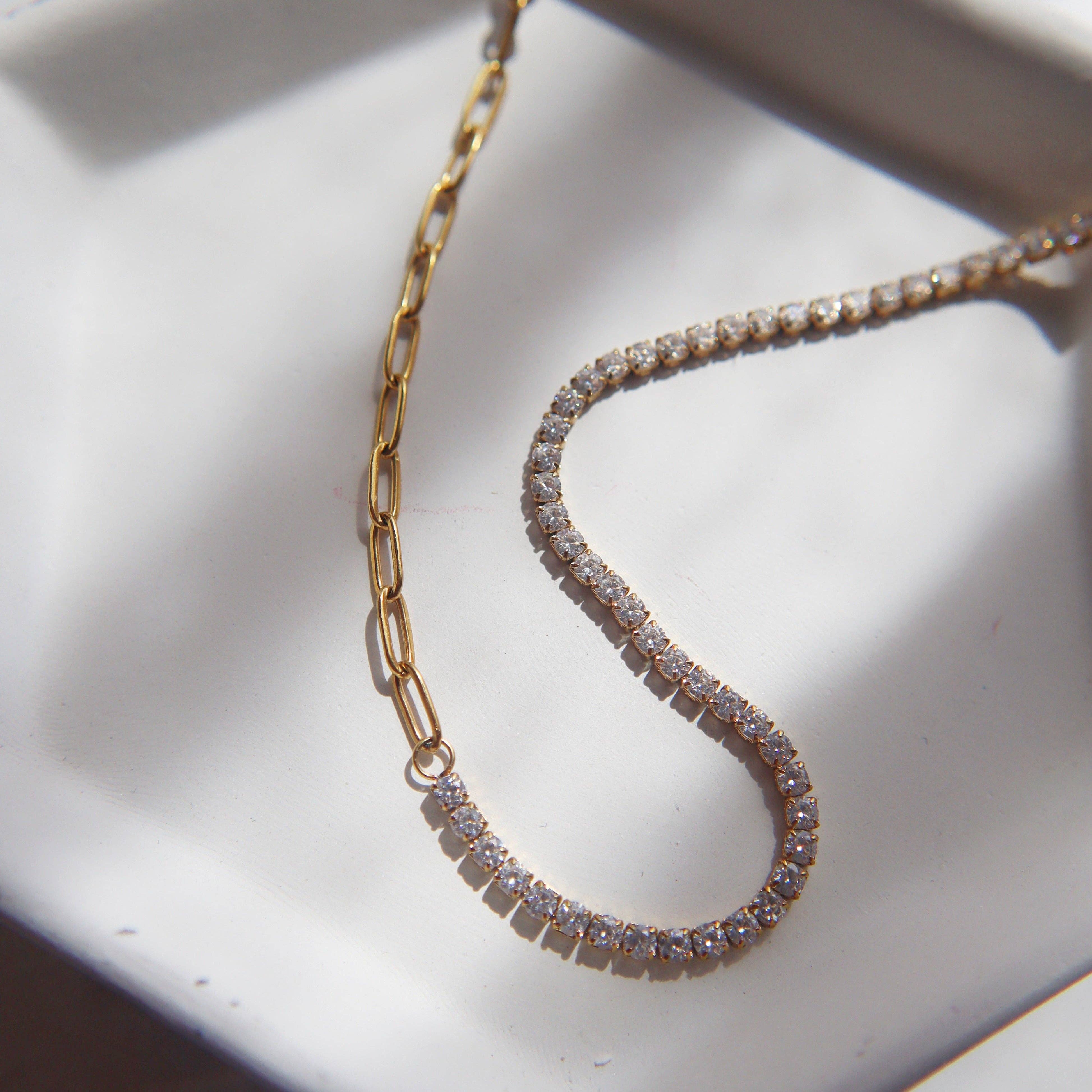 JESSA Jewelry - Wholesale Link & Chain Necklace - Celine Necklace | CZ Paperclip Necklace1