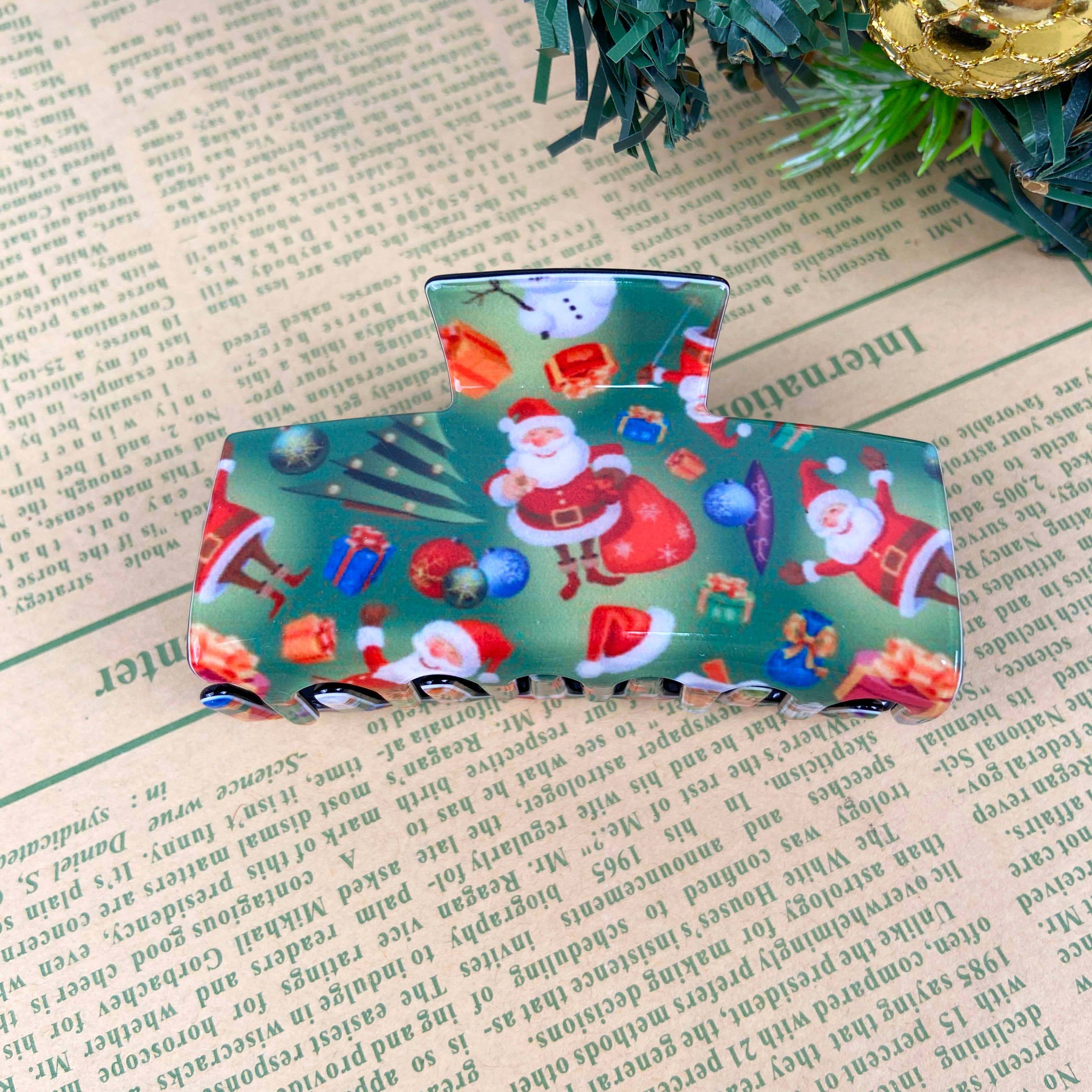 TheDivaSoap - Vendita all'ingrosso Fermaglio per capelli - Donna - Fermaglio per capelli con artiglio natalizio, Babbo Natale, pupazzo di neve1