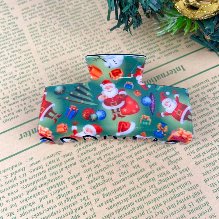 TheDivaSoap - Vendita all'ingrosso Fermaglio per capelli - Donna - Fermaglio per capelli con artiglio natalizio, Babbo Natale, pupazzo di neve1