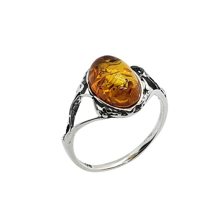 Cognac Amber Sterling Silverring för wholesale av Amberman
