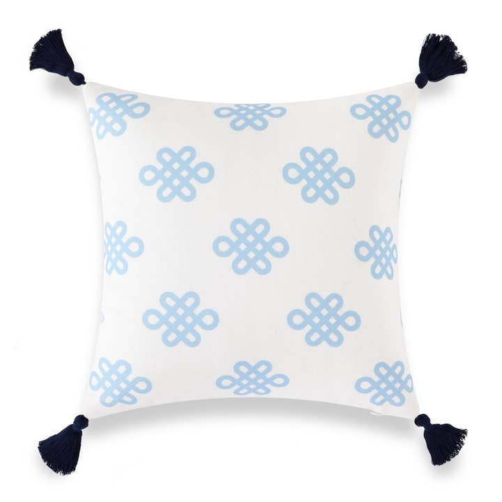 Hofdeco - Wholesale Throw Pillow Cover - Coastal Boho Indoor Outdoor Pillow Cover, Orient, Knot, Blue
