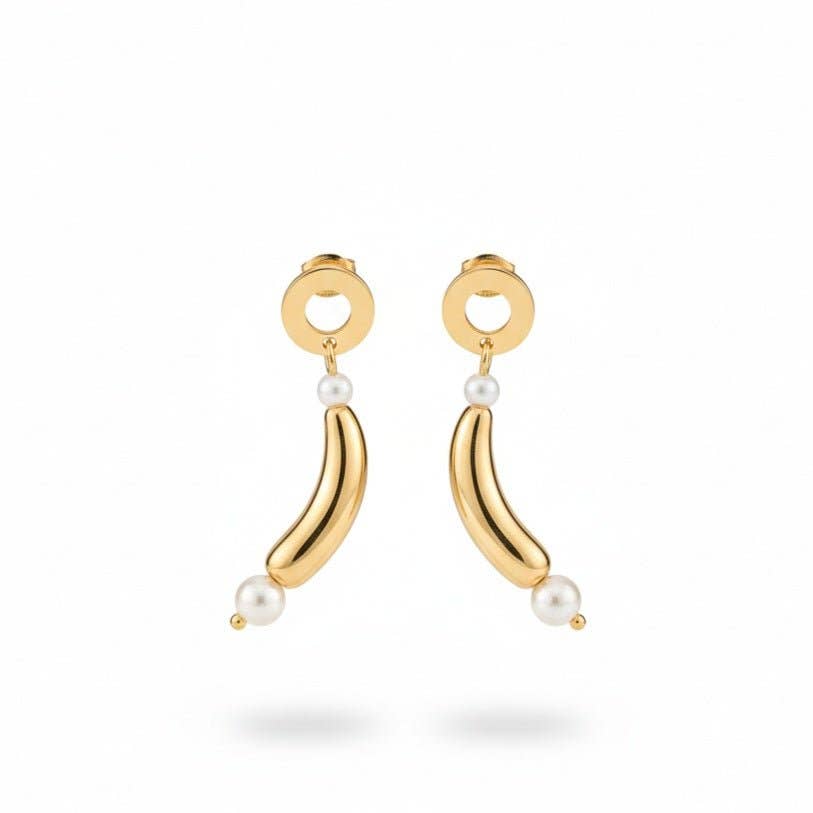 OE! – wholesale Dangle earrings – NAIADE D'ORO - Handmade Dangling Earrings Made in Italy with Natural Freshwater Pearls and 18K Gold - Stainless Steel Circle Base3