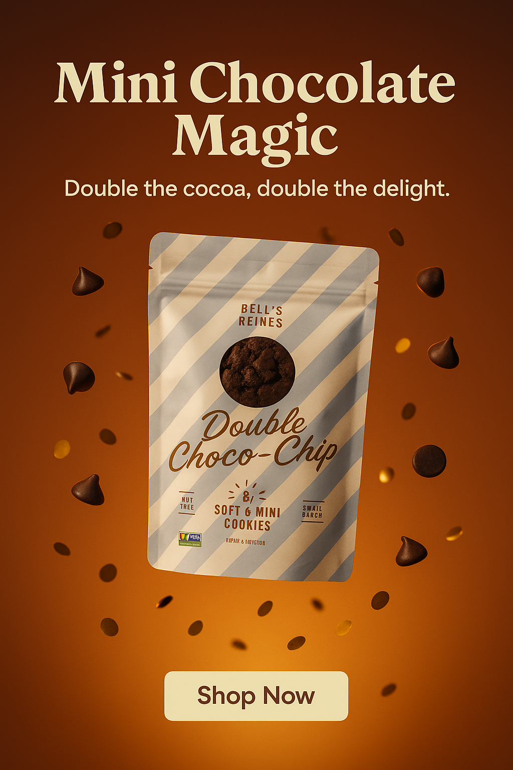 Bell’s Reines Gourmet Miniature Cookies – wholesale Biscuit – Artisanal Double Chocolate Soft Gourmet Cookies – 12-Count 3