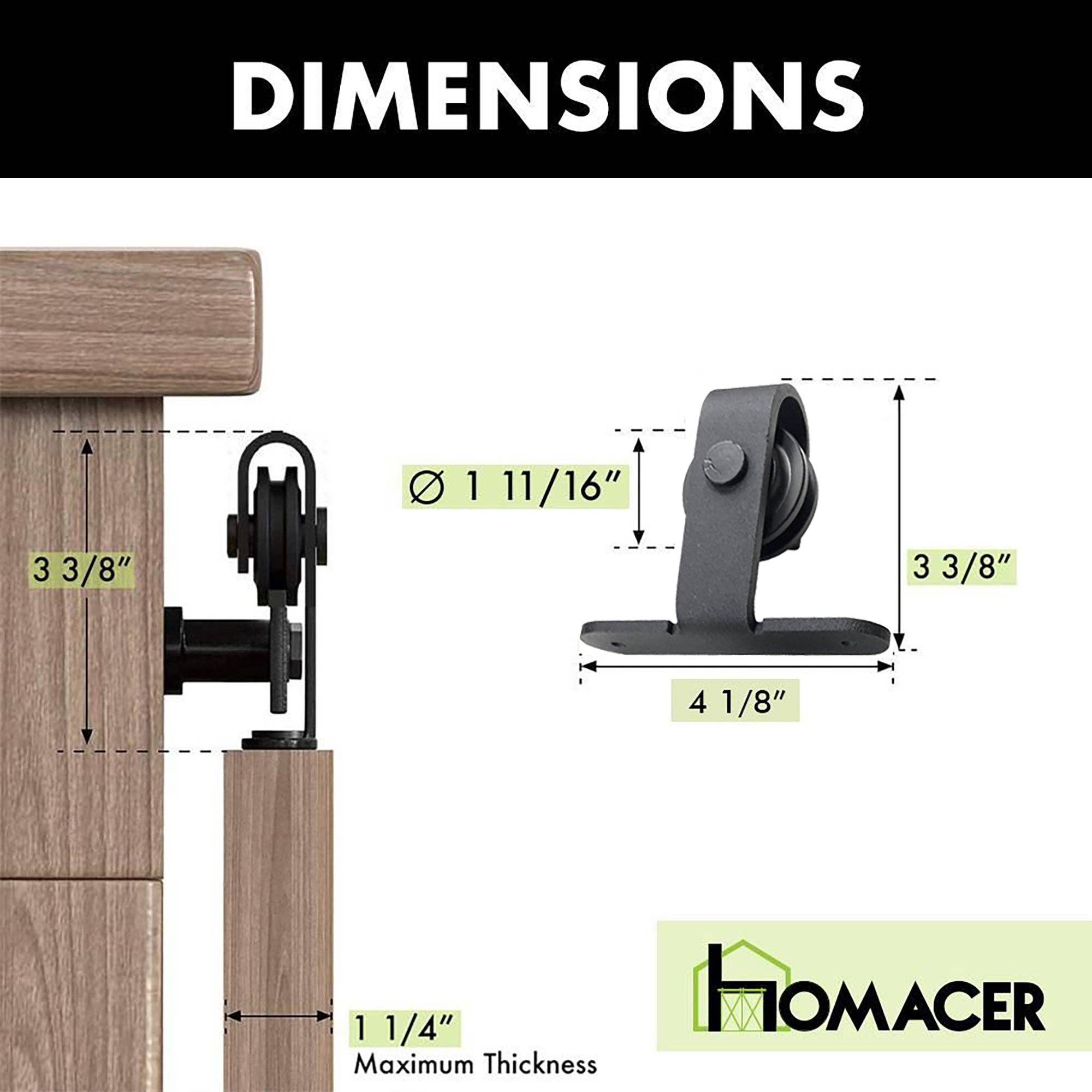 Homacer INC - Wholesale Knob/Pull - Mini NonBypass Sliding Barn Door Hardware Kit - Bent T-Shape8