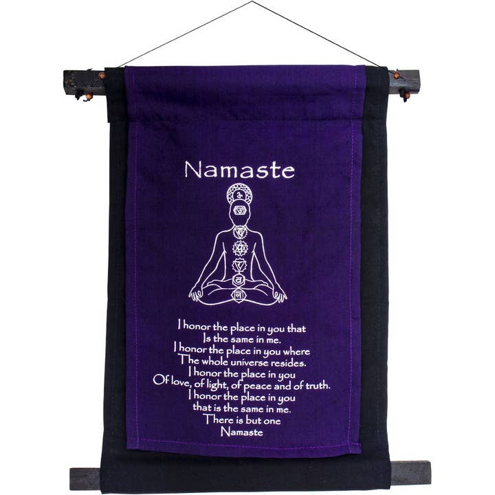 Petite bannière en coton - Namaste - Violet (chacune) pour la vente par Kheops International