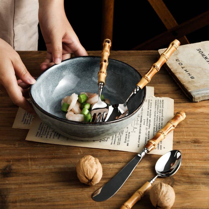 Gohobi (We cover U.S. import duties) - Wholesale Assorted cutlery set - Gohobi A set of 6 Pieces Bamboo Handle Cutlery7