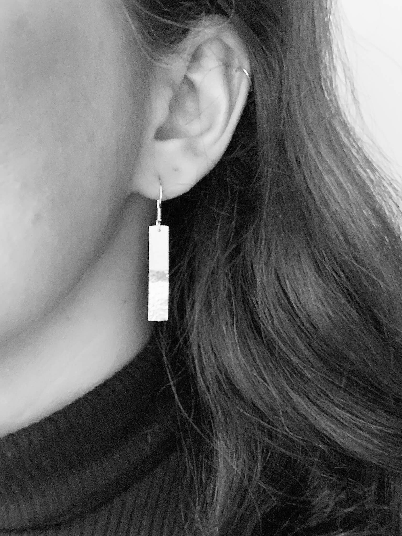 Verve Jewellery - Wholesale Dangle Earrings - Sterling silver rectangle earrings, long silver earrings5