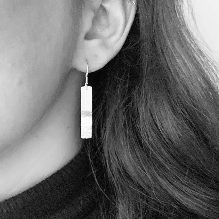 Verve Jewellery - Wholesale Dangle Earrings - Sterling silver rectangle earrings, long silver earrings5