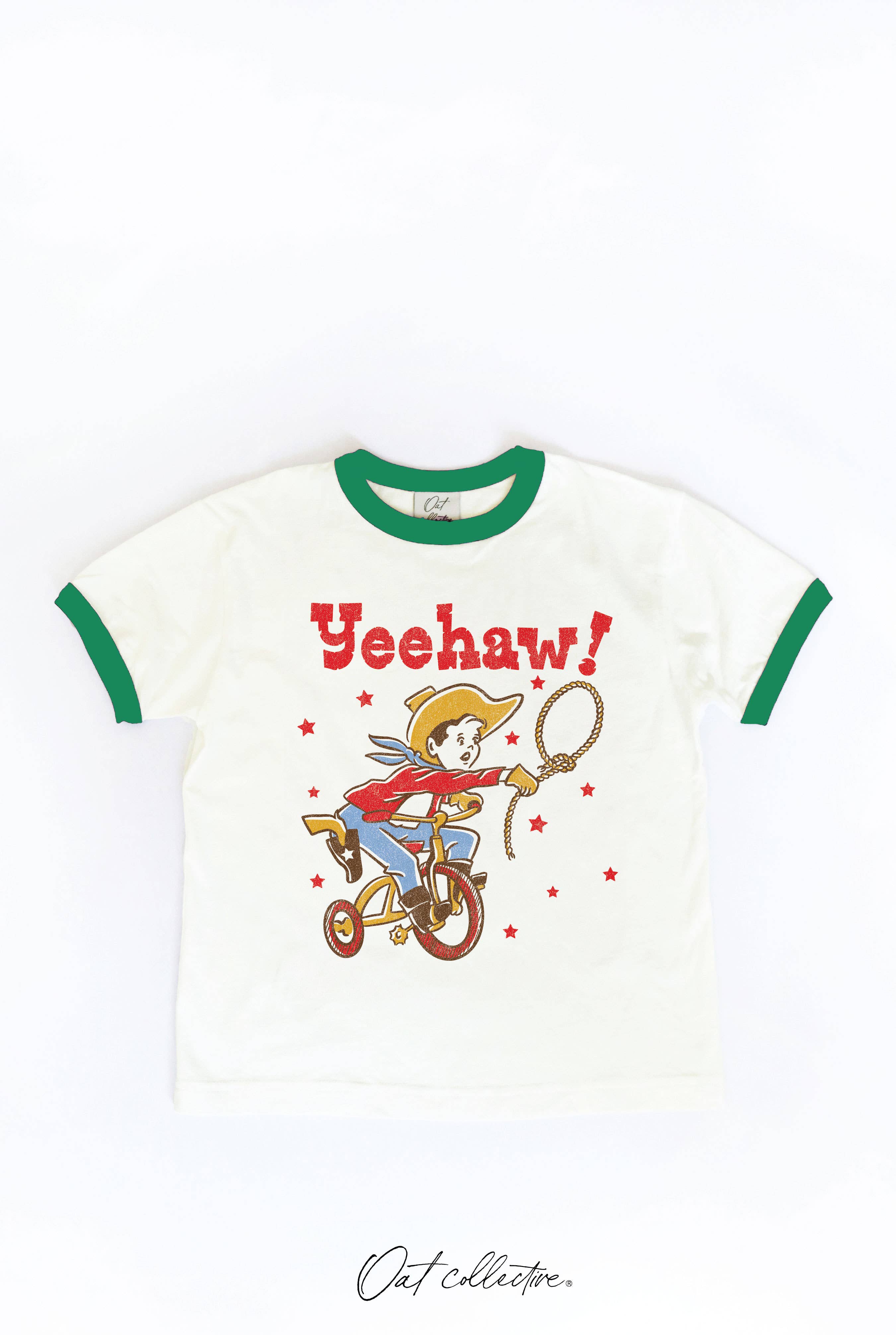 OAT COLLECTIVE - Wholesale Screen Printed T-Shirt - Kids - YEEHAW!  Toddler Ringer Graphic Top6