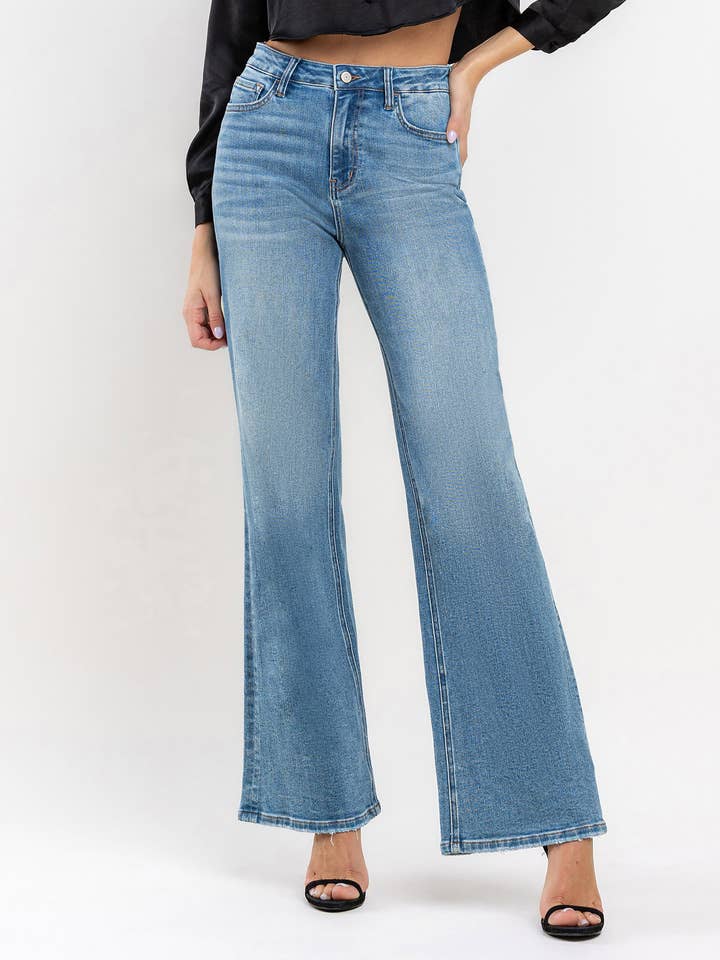 HIGH RISE WIDE LEG JEANS T6030 for wholesale by VERVET by FLYING MONKEY