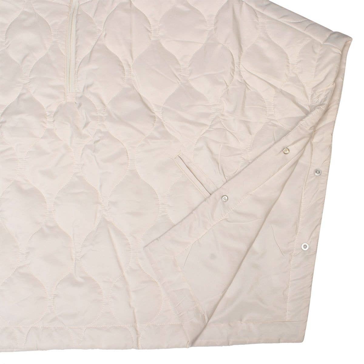 Ivory Quilted Puffer Half Zip Poncho for Women for wholesale on Faire3