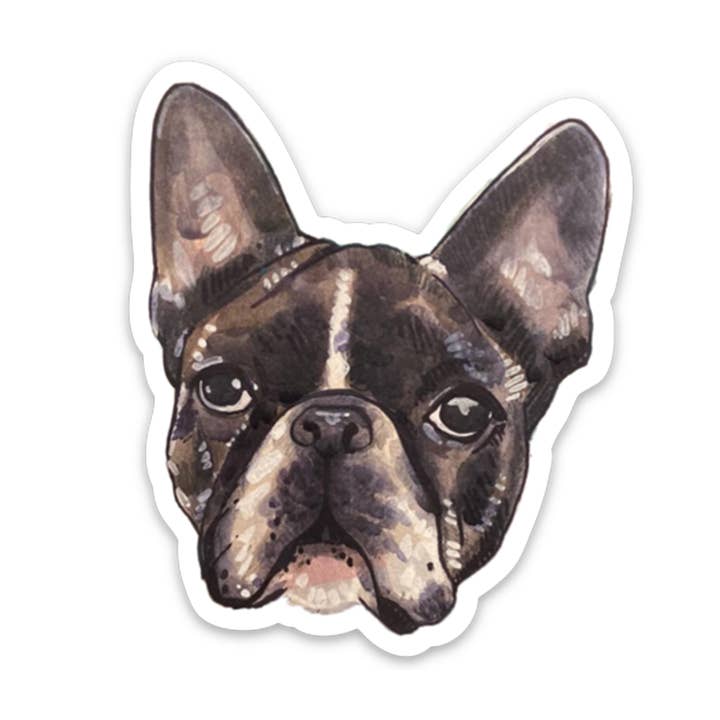 Frenchie Pied Dog Sticker for wholesale by Cat People Press
