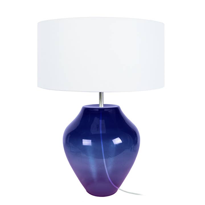 Vase bordlampe i lilla og hvidt glas for engroshandel hos Tosel Shop