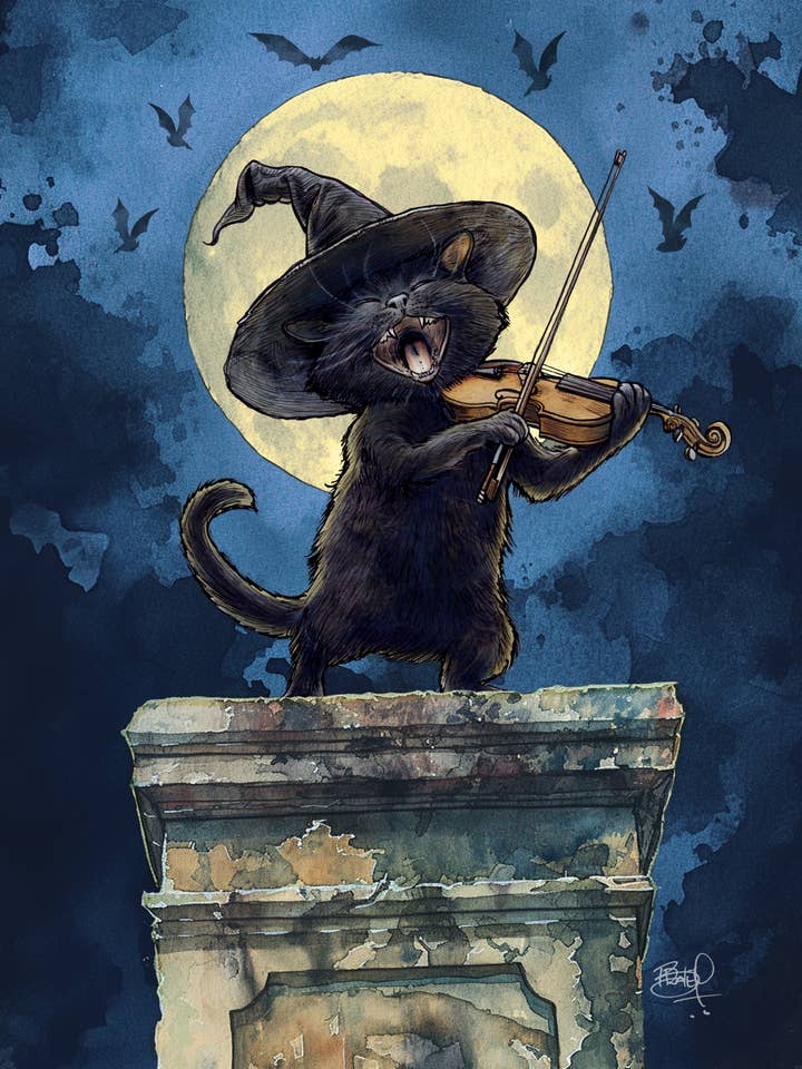 Full Moon Fiddler #325 - vertical for wholesale by Shawn Braley Illustration