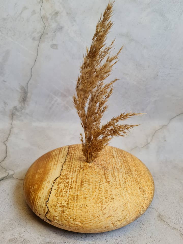 Wooden Pebble Bud Vase - single (Varying Native Woods) for wholesale by Anastasiou Designs