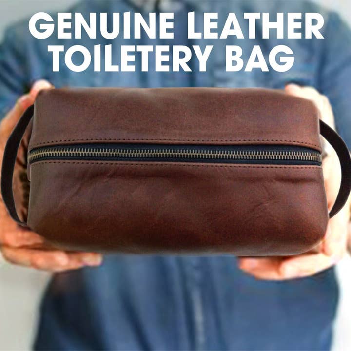 The Master Tanners - Wholesale Toiletry Bag - Men's - Leather Toiletry Bag Hanging Dopp Kit Men's Shaving Bag