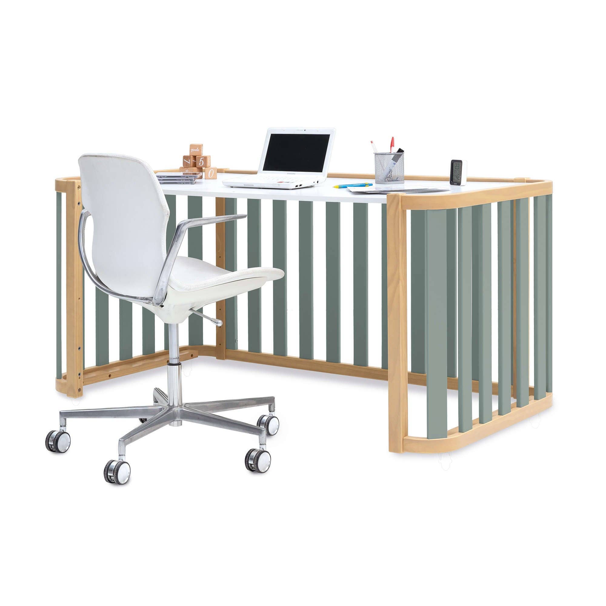REMOVED BRAND - Wholesale Bed - Kids & Baby - Mini crib-bed-desk (4in1) wood/green · Crea Plus Tre C351-M50578