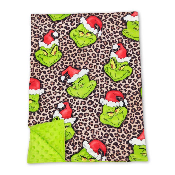 Yawoo Garments - Wholesale Bedding Blanket - Kids & Baby - Leopard green face baby kids Christmas blankets