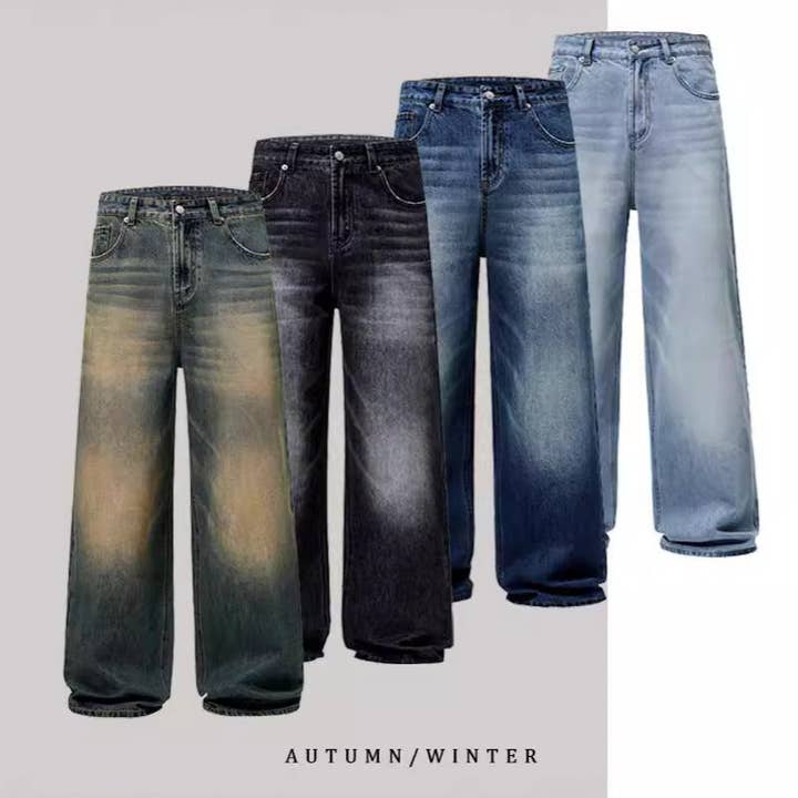 Men's Loose Fit Straight Leg Denim Jeans Casual Pants for wholesale by SALINA TRADING INC