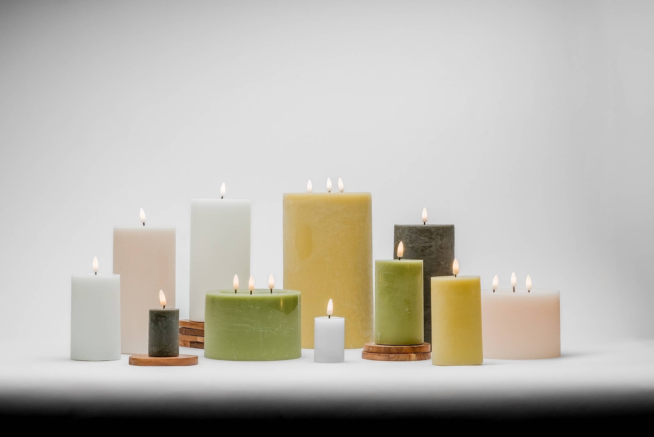 2 pc Set Gray Flameless Pillar Candle for wholesale on Faire2