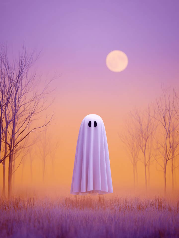 Morning Mist Ghost Halloween Art Print - 8"x10" Artwork for wholesale by Mowbi