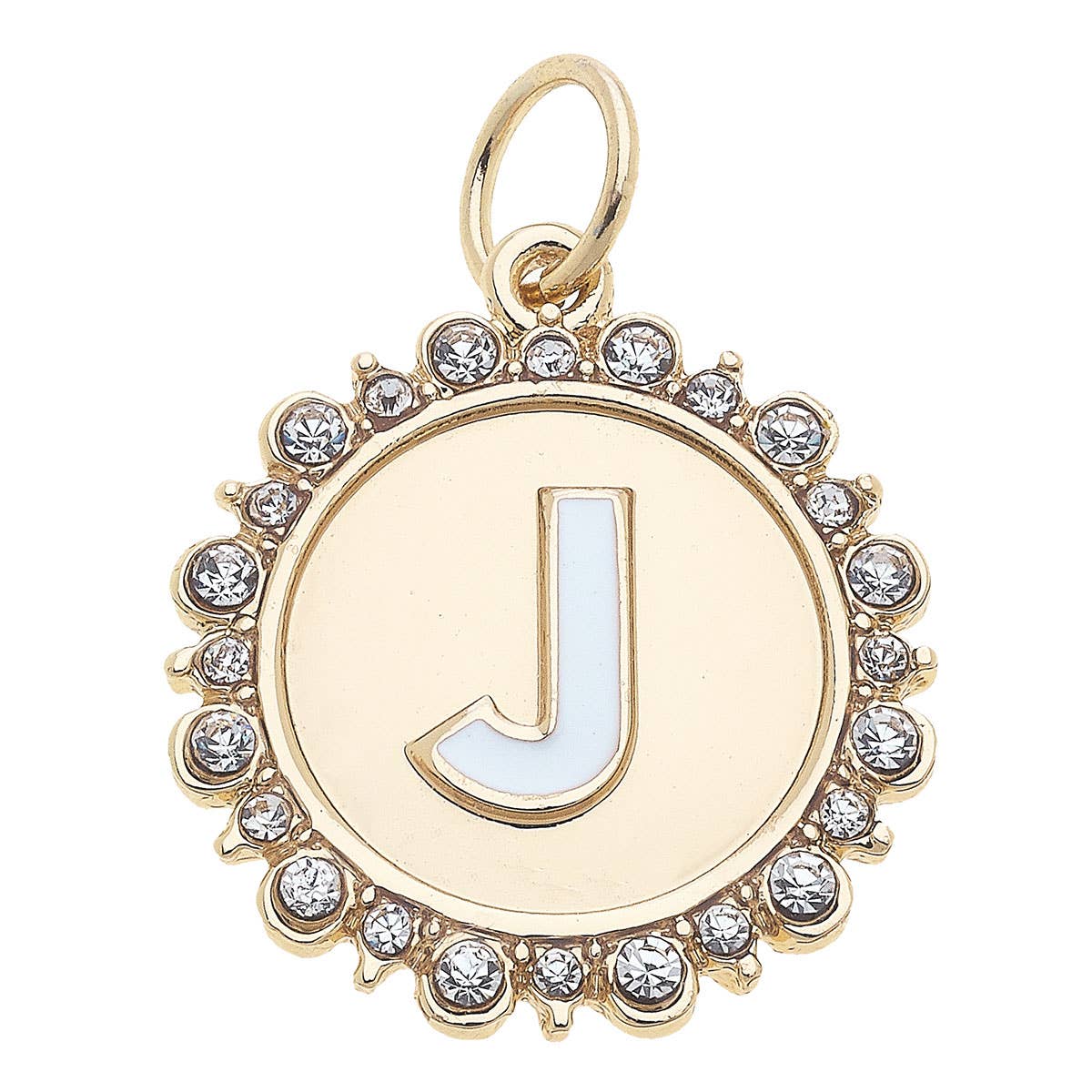 Canvas Style - Wholesale Individual Charm/Pendant - Rhinestone Letter Disc Charm in Shiny Gold9