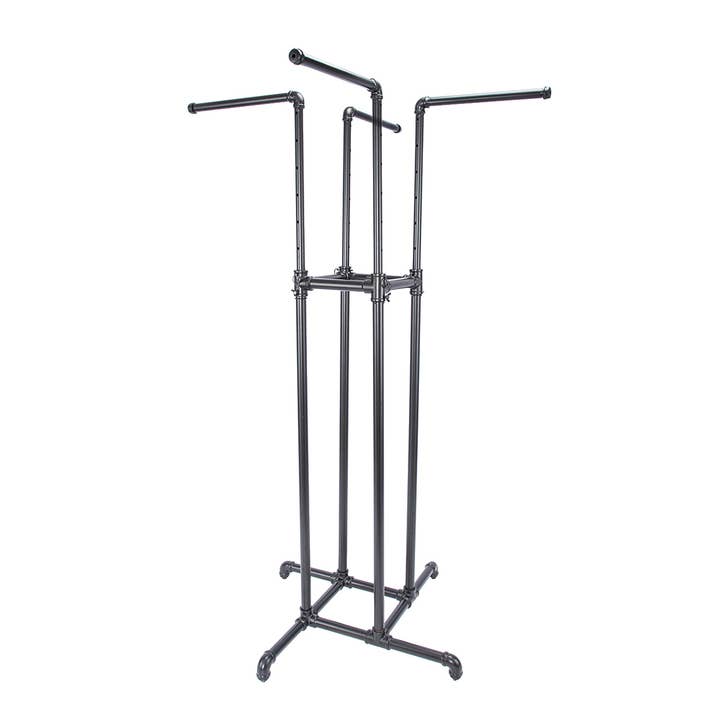 Store Supply Warehouse - Wholesale Retailer Display - Accessories - Boutique Pipe 4-Way Clothing Rack With Straight Arms