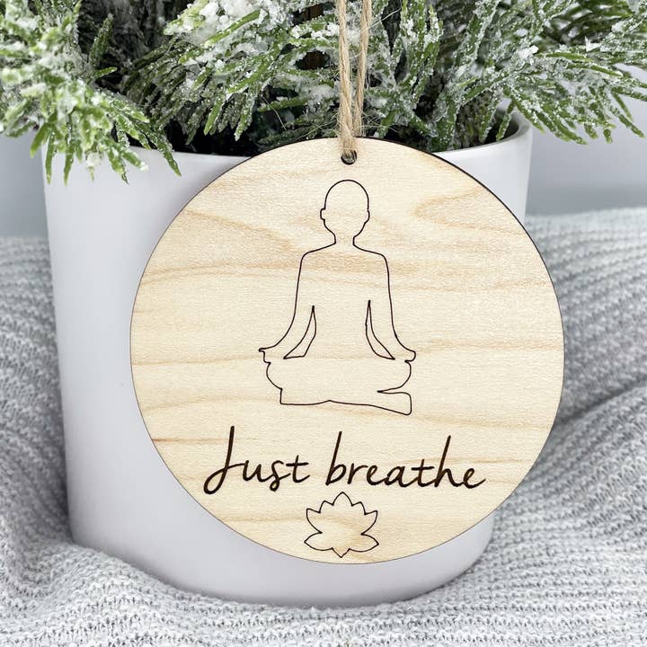 Engraved Chaos - Wholesale Ornament - Just Breathe Yoga Ornament - Lotus Pose - Gift for Yoga Part6
