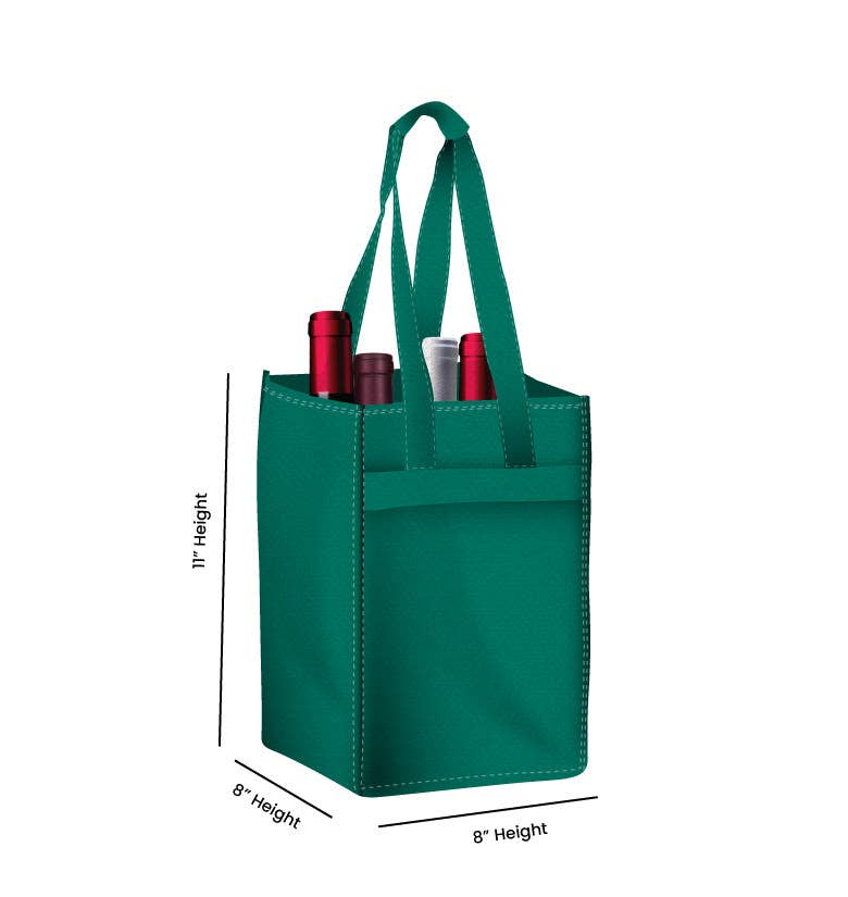 Non Woven Totes - Wholesale Wine Tote - Reusable 4-Bottle Wine Tote Bag-8x11x8 with Bottom Gusset | Custom Printed Wine Totes16