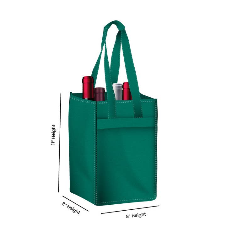 Non Woven Totes - Wholesale Wine Tote - Reusable 4-Bottle Wine Tote Bag-8x11x8 with Bottom Gusset | Custom Printed Wine Totes16