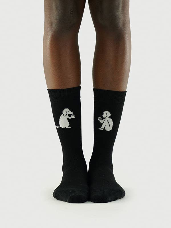 Semibold – Engroshandel Strømper - Unisex – Mand og hund sokker | Black Partner Athleisure Crew Socks