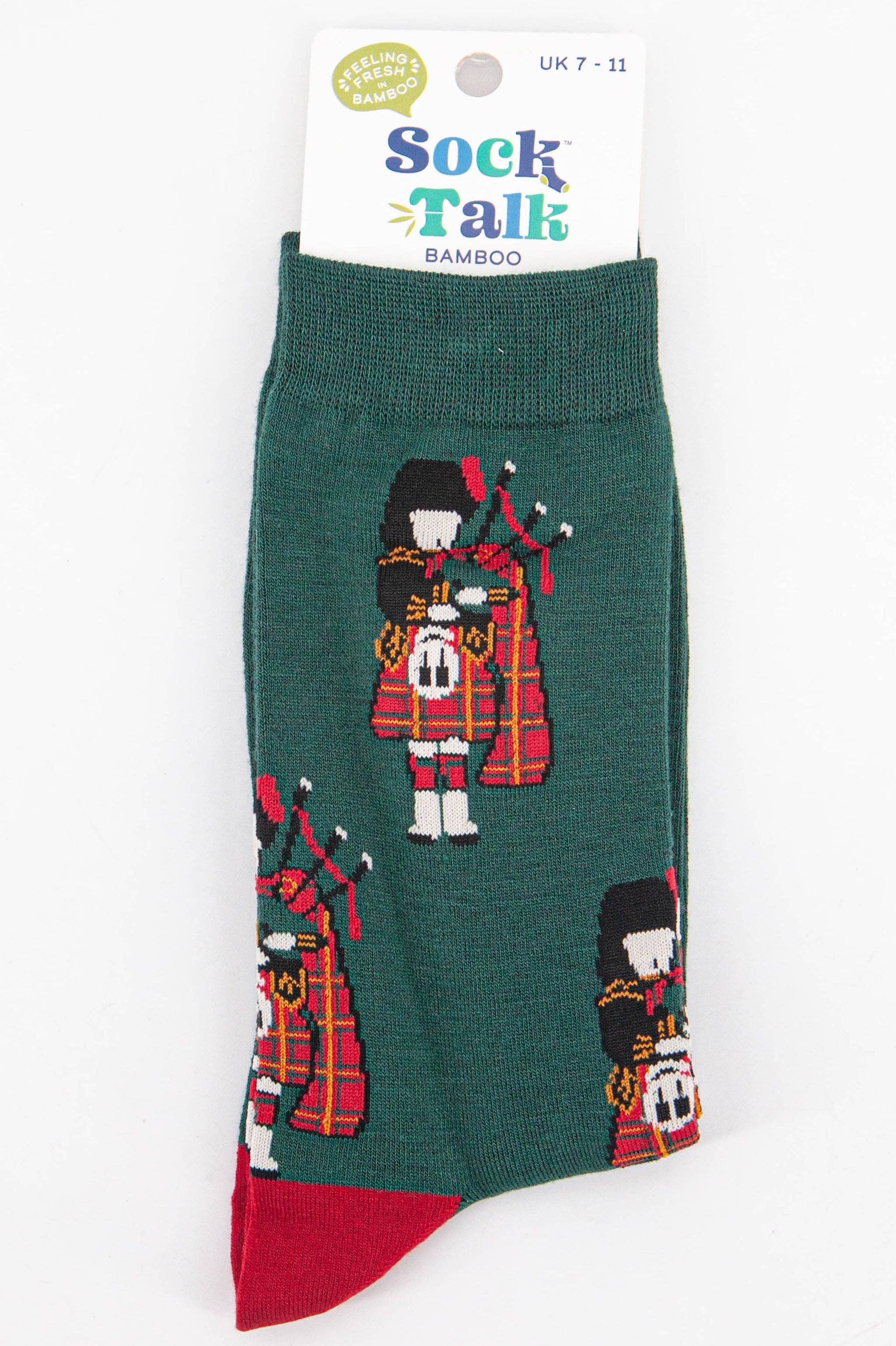 Sock Talk - Wholesale Socks - Men's - Men's Scottish Piper Bamboo Socks in Red Green3