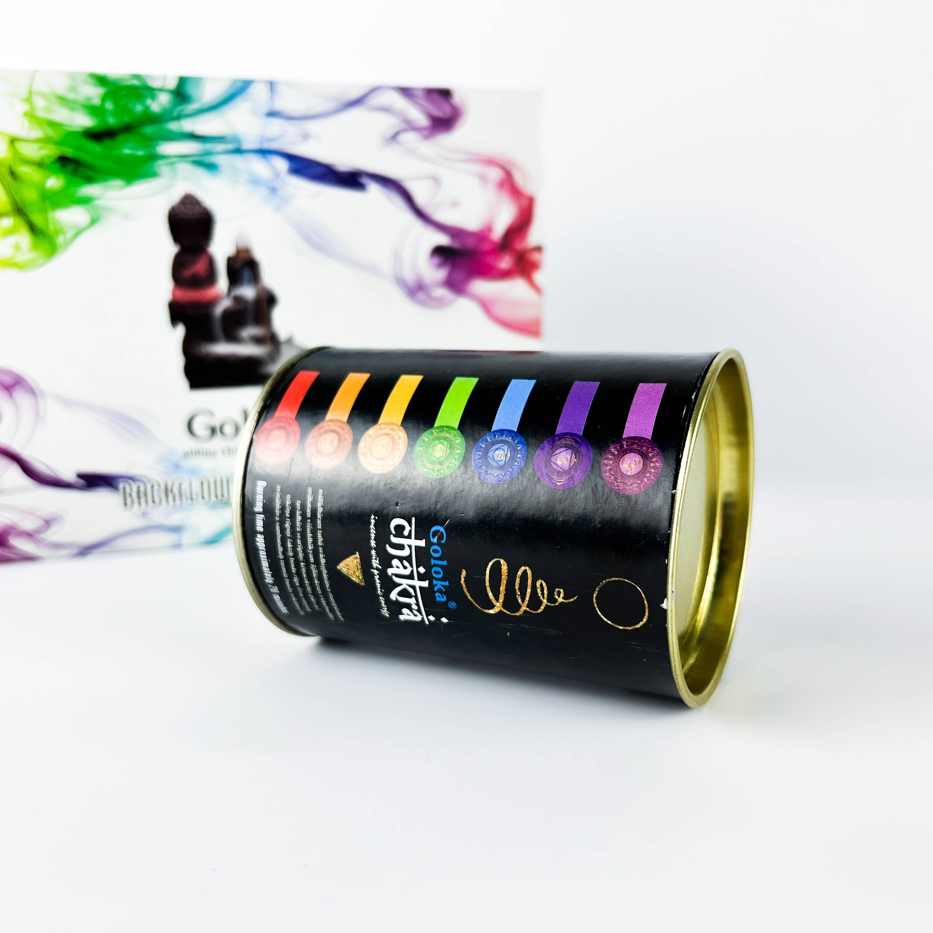 GREENROOTS USA LLC - Vendita all'ingrosso Incensi - Coni di incenso Goloka Chakra Backflow, confezione da 24 coni, confezione da 62