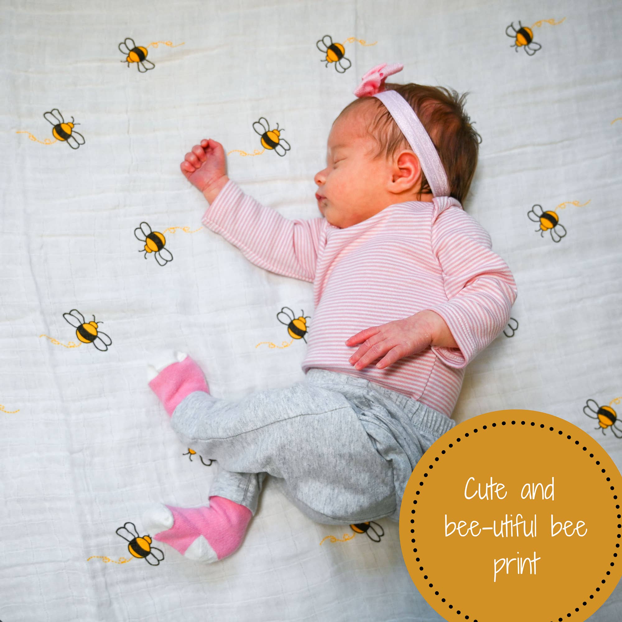 LollyBanks - Wholesale Swaddle - Baby - Bee-utiful Baby Muslin Swaddle Blanket4