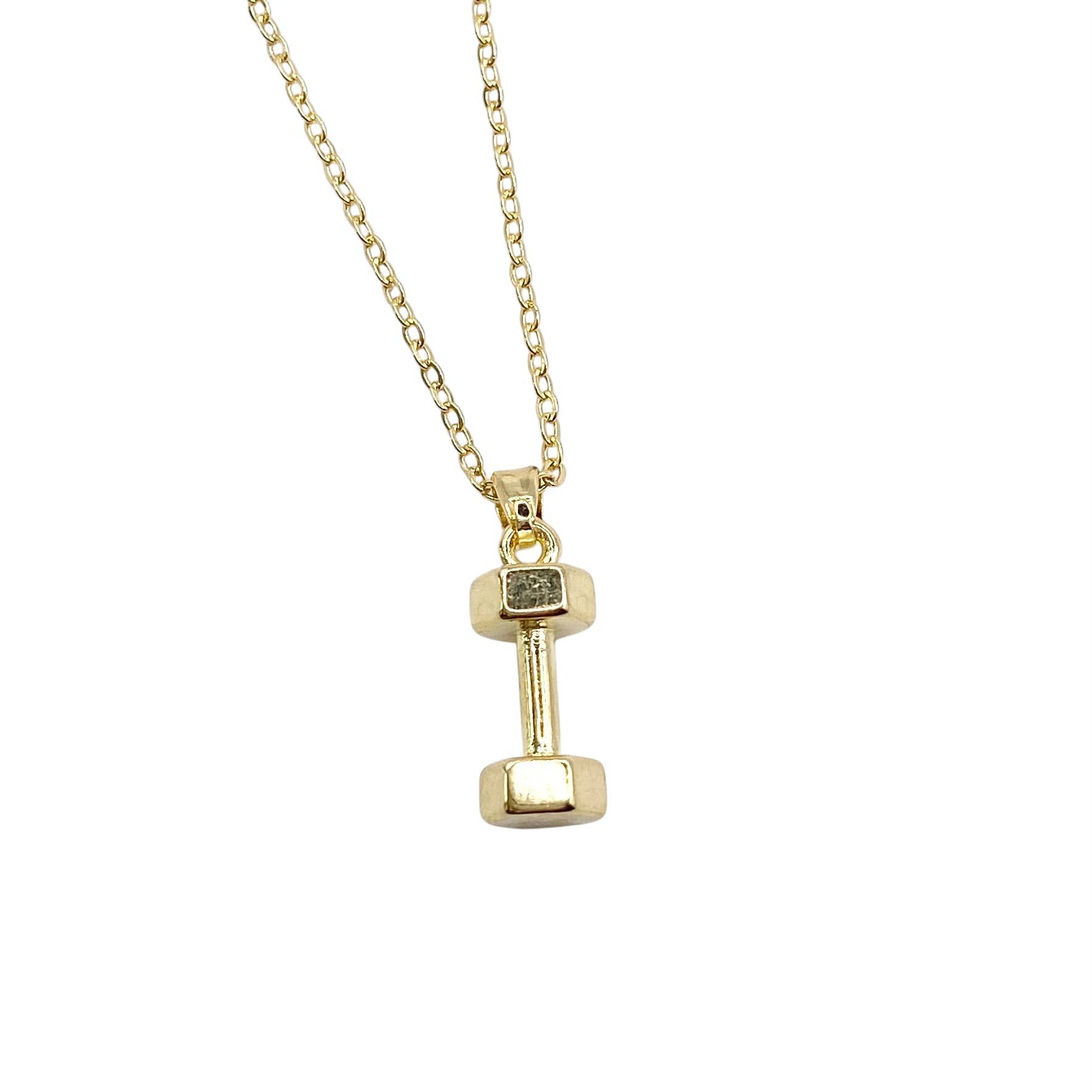 VB&CO Designs Handmade Jewelry - Wholesale Pendant/Charm Necklace - Barbell necklace dainty jewelry gold gym fitness necklace0