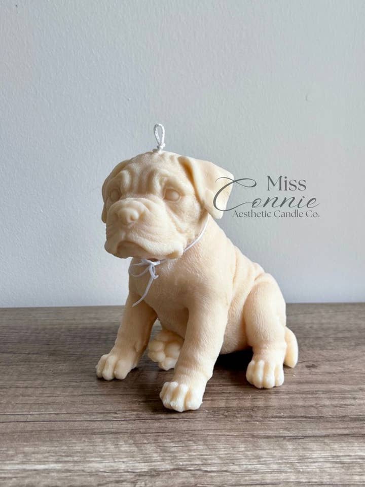 Staffordshire Bull Terrier Puppy Dog Candle for wholesale by Miss Connie Candles