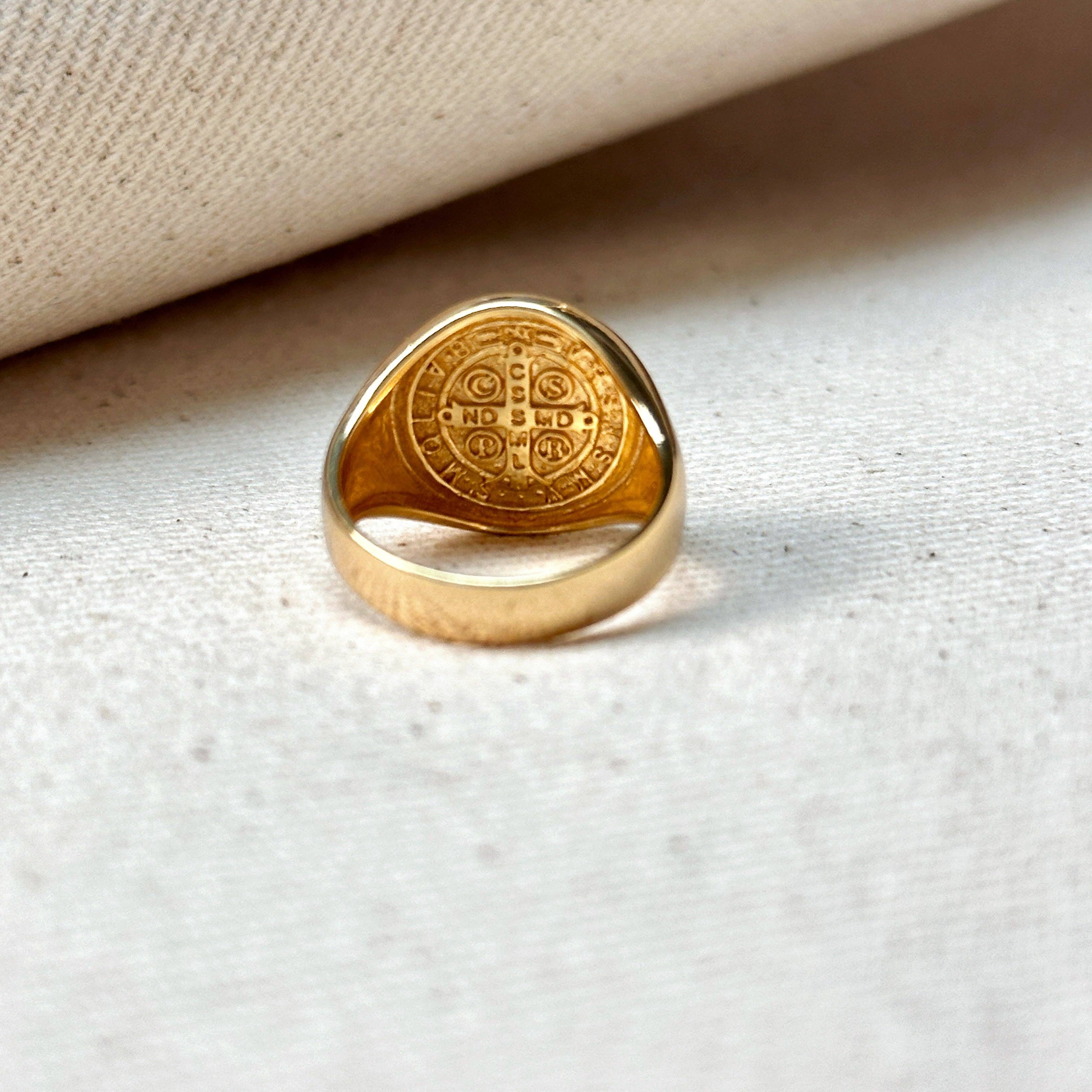 GoldFi - Wholesale Signet Ring - 18k Gold Filled Saint Benedict Signet Ring2