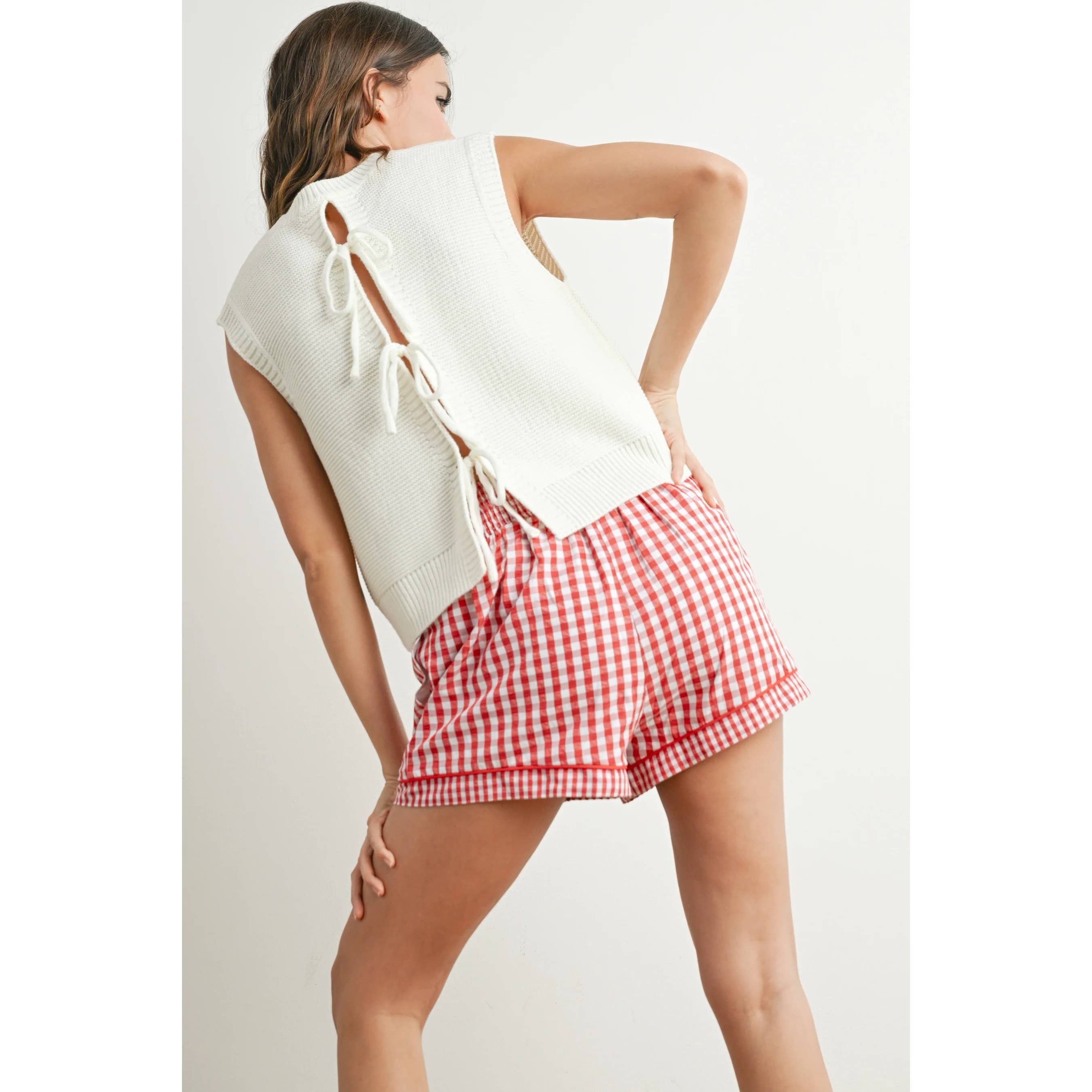 Apolline - Wholesale Shorts - Women's - Garterized Gingham Shorts Classic Charm Effortless Comfort13