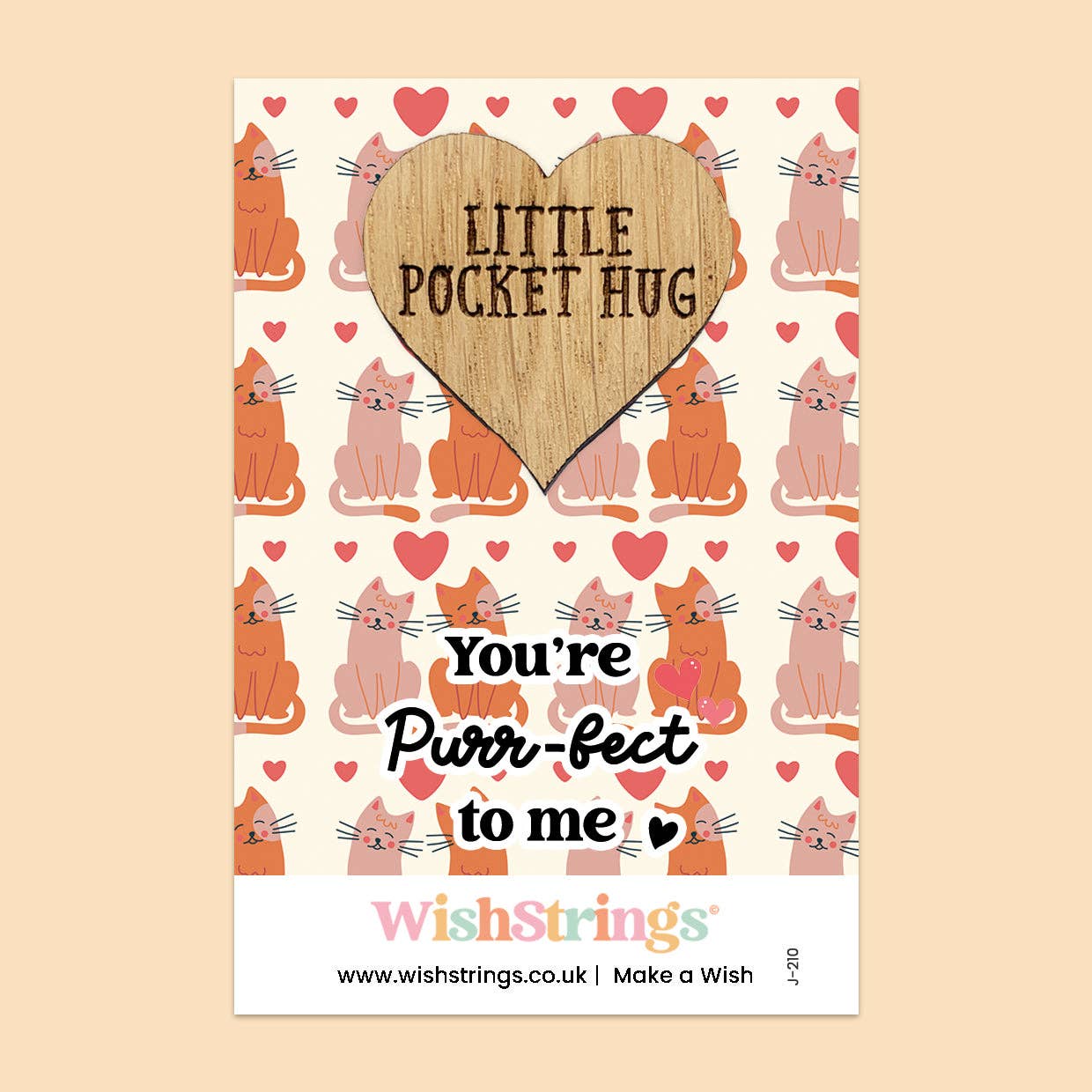 WishStrings - Wholesale Keepsake coin/token - You’re Purr-fect to Me - Oak Pocket Hug Token | J2100