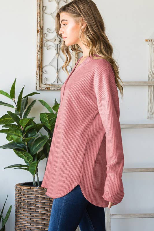 HEIMISH - Wholesale Cardigan - Women's - EJ6729-10 SOLID WAFFLE BUTTON DOWN CARDIGAN18