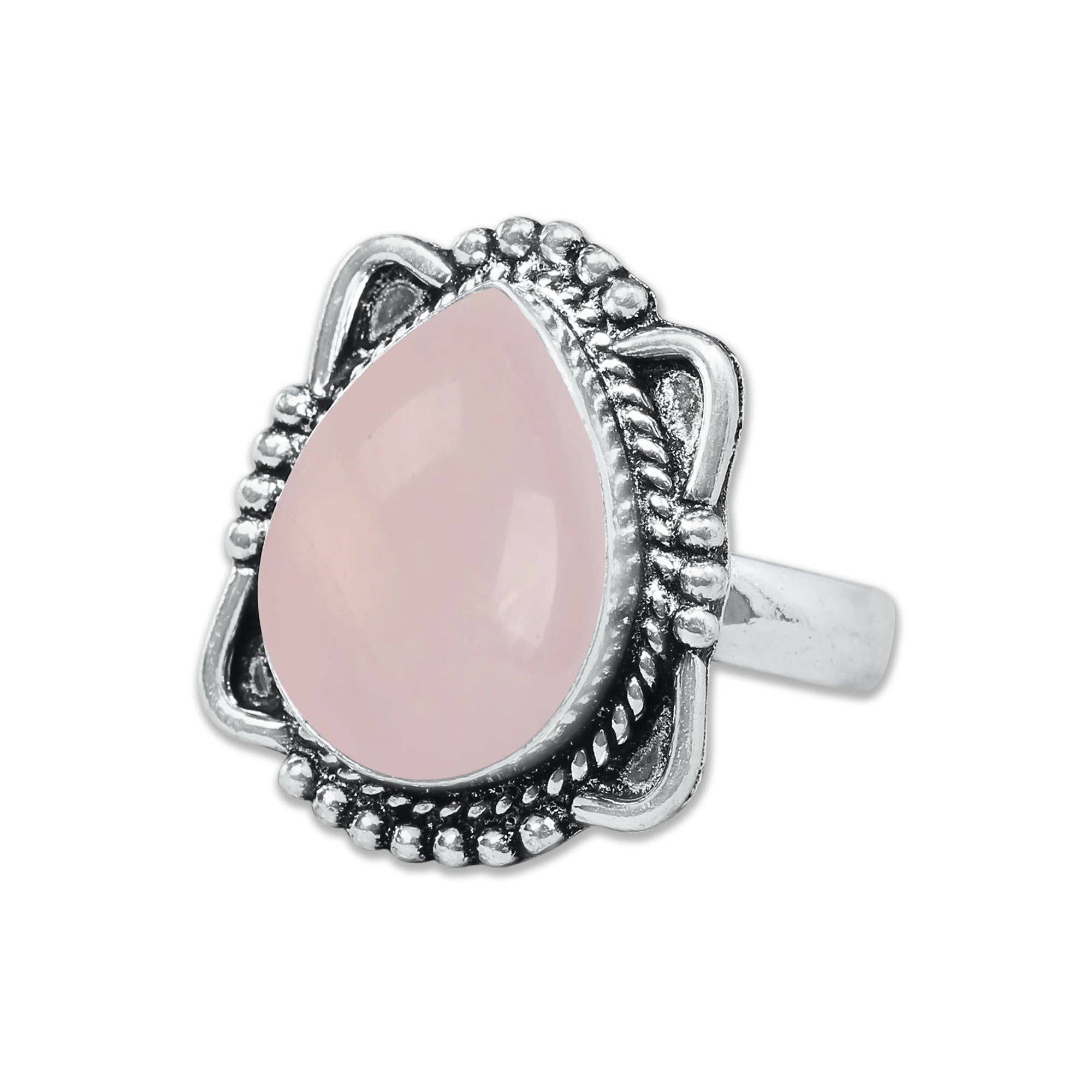 Handmade Jewels – wholesale Cocktail/Statement Ring – Rosenkvartsringar – Silverpläterade, Handgjorda, Mjuk Rosa (US Storlekar 6–10, Ej Justerbara)8
