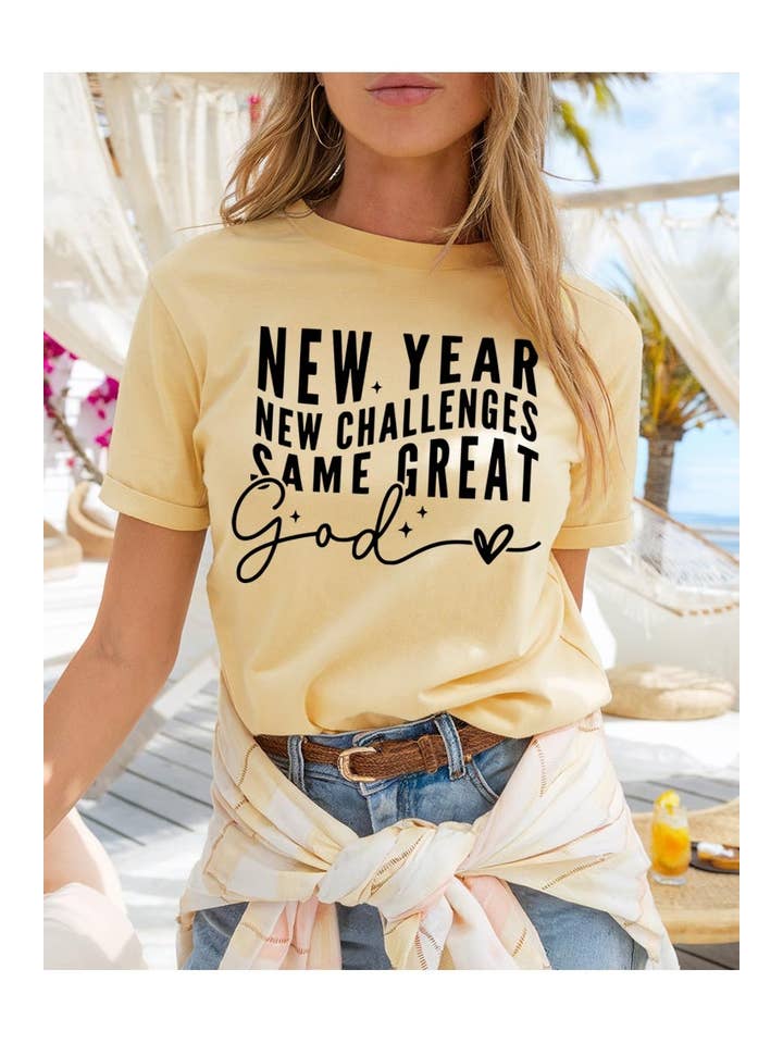 COLORBEAR – Engroshandel Grafisk t-shirt - Dame – Ny År Nye Udfordringer Grafisk Tyk Bomulds T-shirt11