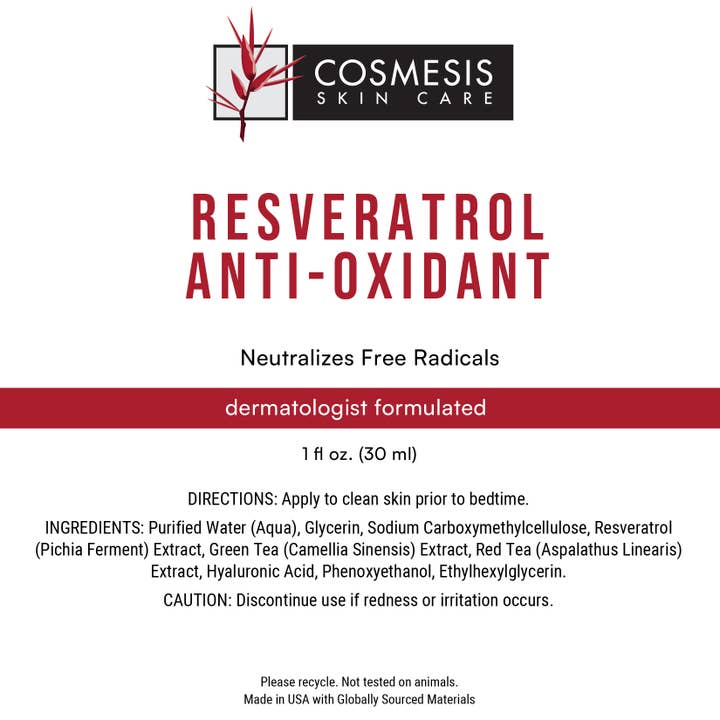 Cosmesis Skin Care - Wholesale Facial Serum/Concentrate - Resveratrol Anti-Oxidant Serum