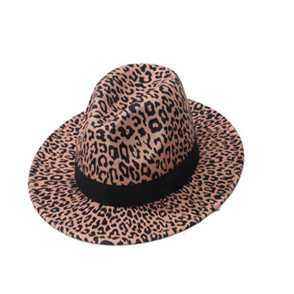 Nima Accessories Inc - Wholesale Fedora - Women's - Ladies Polyester Animal Leopard Print Belt Decor Fedora Hat3