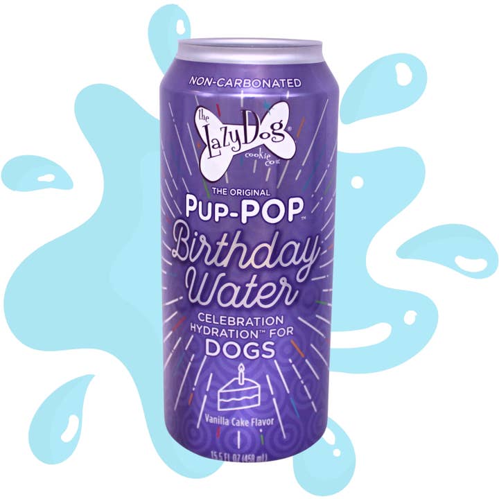 Pet Palette Distribution - Wholesale Pet Treats - Dog - Lazy Dog Pup-POP Birthday Water Vanilla Cake Flavor 4pk