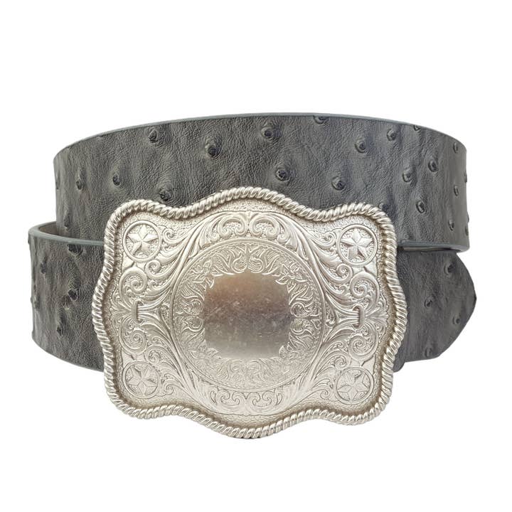 Axesoria West - Wholesale Riem - Dames - Op het westen geïnspireerde gesp met riem met struisvogelprint2