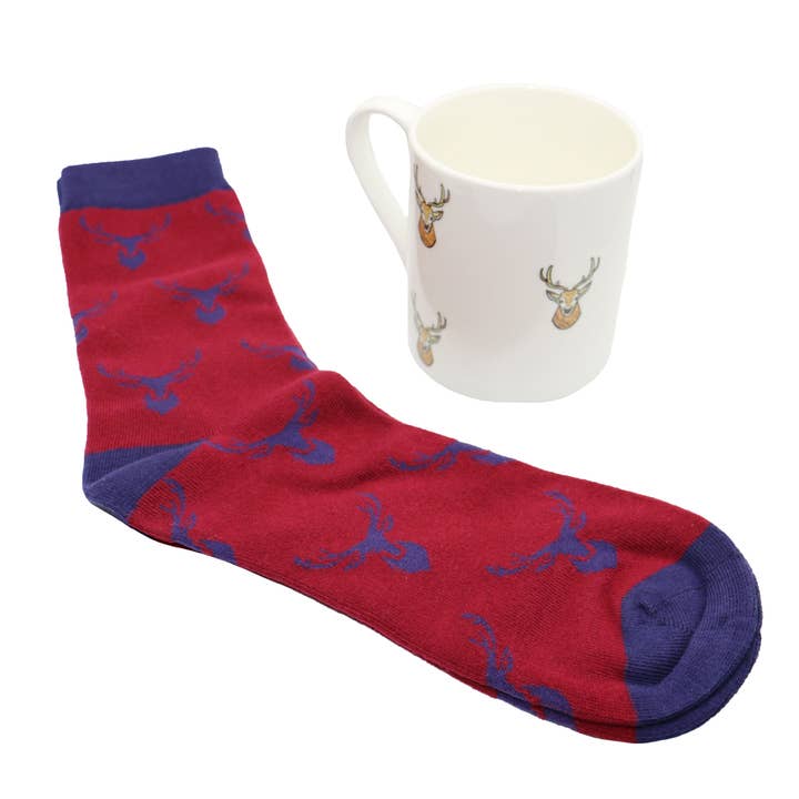 Stag Fine Bone China Mug & Sock Set for wholesale by Dalaco - incorporating David Aster