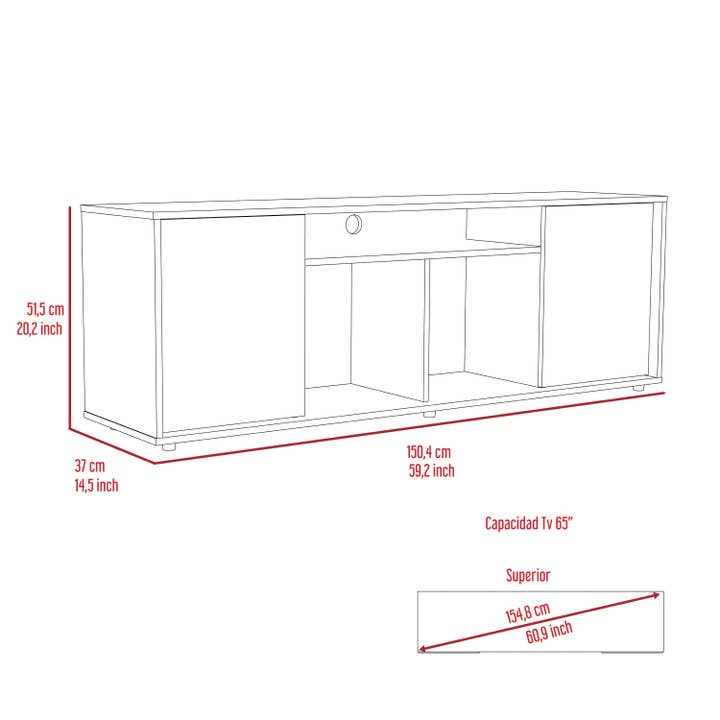 Svart Prana tv-bänk i melamin med gott om förvaringsutrymme och 3 hyllor för wholesale på Faire2